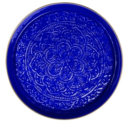 Marokkanisches Metalltablett Blitzblau / Majorelle Marokkanisches Metalltablett Blitzblau / Majorelle