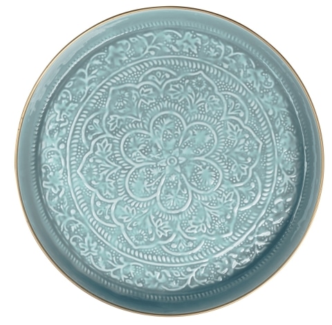 Marokkanisches Metalltablett Hellblau / Celadon Marokkanisches Metalltablett Hellblau / Celadon